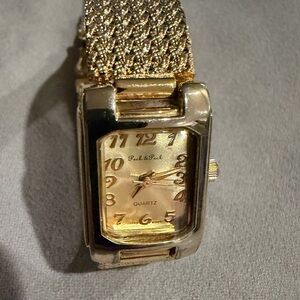 Gold Quartz Watch with Textured Band